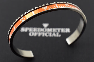 Speedometer Official Silver Steel with Orange Insert Bangle Bracelet-Speedometer Official-Truphae