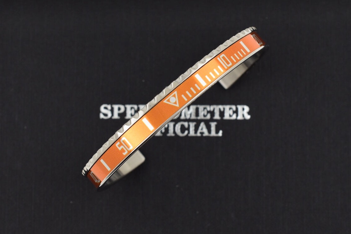 Speedometer Official Silver Steel with Orange Insert Bangle Bracelet-Speedometer Official-Truphae