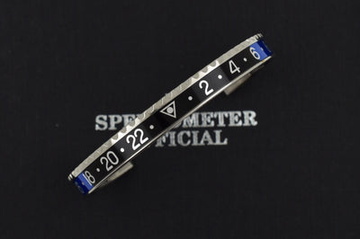 Speedometer Official Silver Steel with Black & Blue Insert Bangle Bracelet-Speedometer Official-Truphae