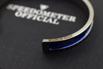 Speedometer Official Silver Steel with Black & Blue Insert Bangle Bracelet-Speedometer Official-Truphae