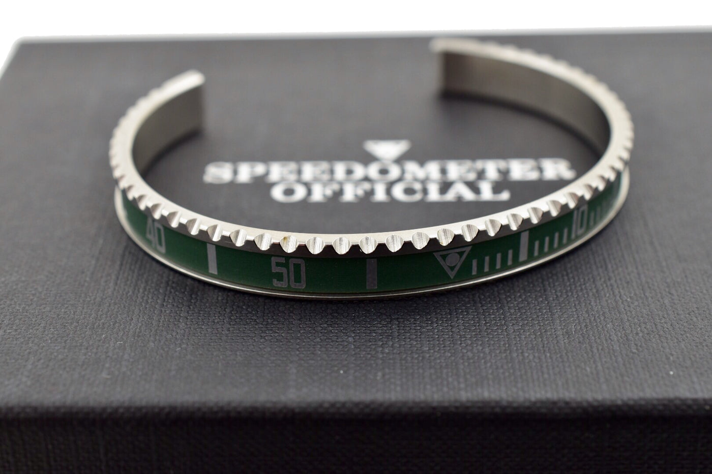 Speedometer Official Silver Steel Vintage Matt Green & Silver Bangle Bracelet-Speedometer Official-Truphae