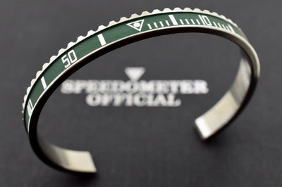 Speedometer Official Silver Steel Vintage Matt Green & Silver Bangle Bracelet-Speedometer Official-Truphae