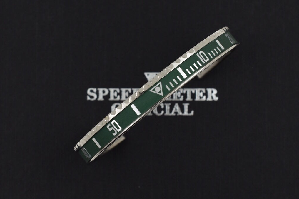 Speedometer Official Silver Steel Vintage Matt Green & Silver Bangle Bracelet-Speedometer Official-Truphae