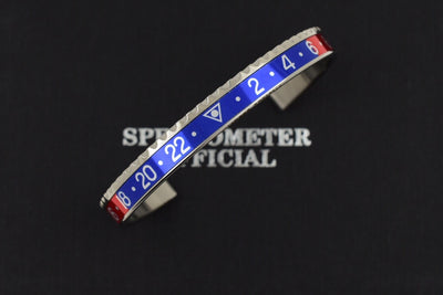 Speedometer Official Silver Steel with Red & Blue Insert Bangle Bracelet-Speedometer Official-Truphae