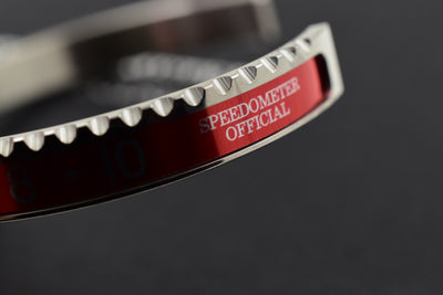 Speedometer Official Silver Steel with Red & Blue Insert Bangle Bracelet-Speedometer Official-Truphae