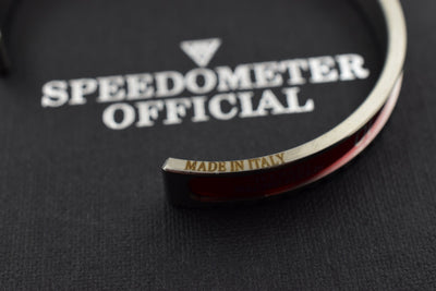 Speedometer Official Silver Steel with Red & Blue Insert Bangle Bracelet-Speedometer Official-Truphae