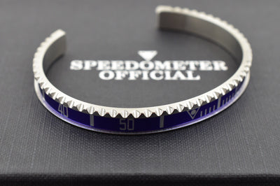 Speedometer Official Silver Steel with Blue Insert Bangle Bracelet-Speedometer Official-Truphae