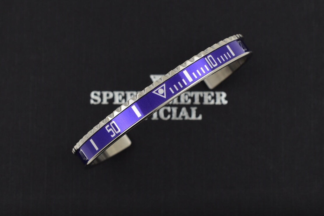 Speedometer Official Silver Steel with Blue Insert Bangle Bracelet-Speedometer Official-Truphae