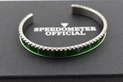 Speedometer Official Silver Steel with Green Insert Bangle Bracelet-Speedometer Official-Truphae
