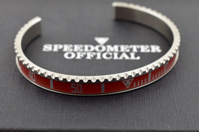 Speedometer Official Silver Steel Vintage Matt Red & Silver Bangle Bracelet-Speedometer Official-Truphae