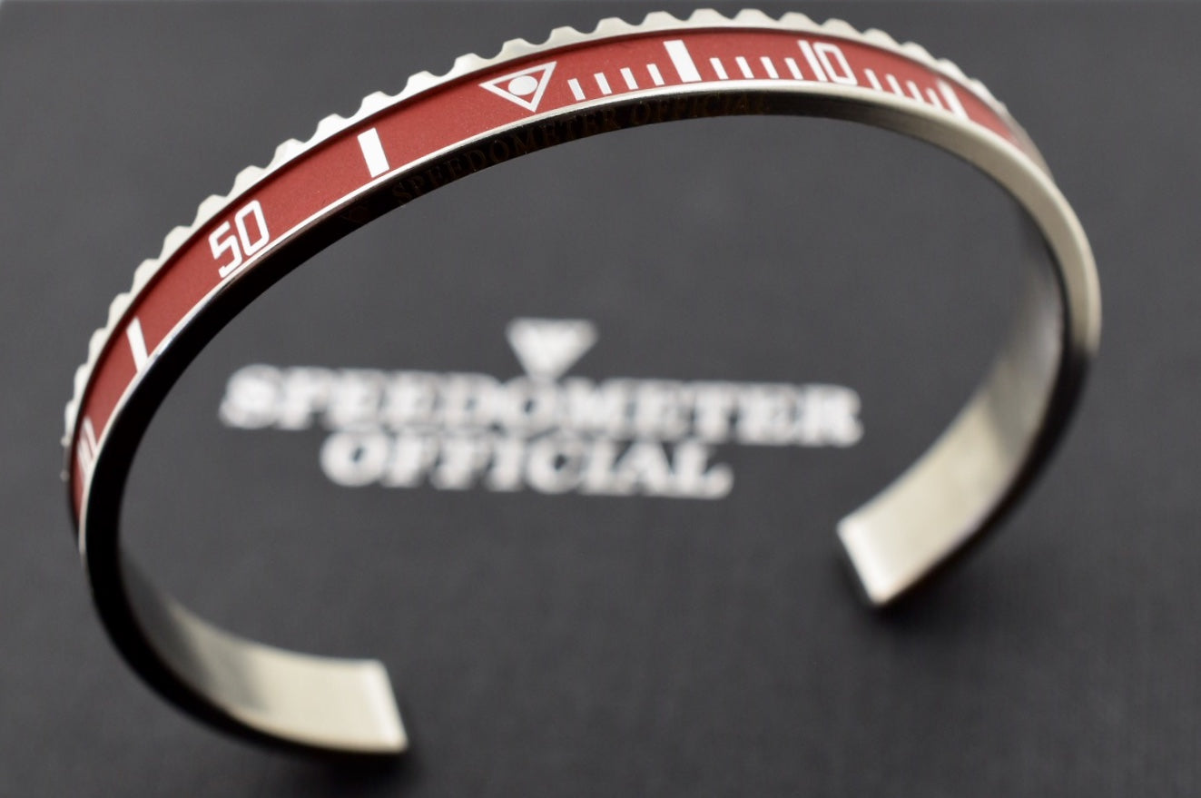 Speedometer Official Silver Steel Vintage Matt Red & Silver Bangle Bracelet-Speedometer Official-Truphae