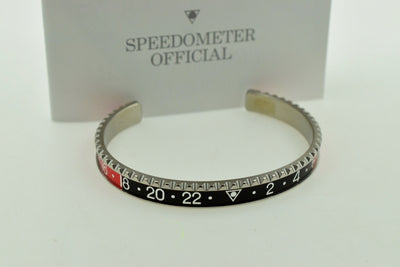 Speedometer Official Silver Steel with Black & Red Insert Bangle Bracelet-Speedometer Official-Truphae