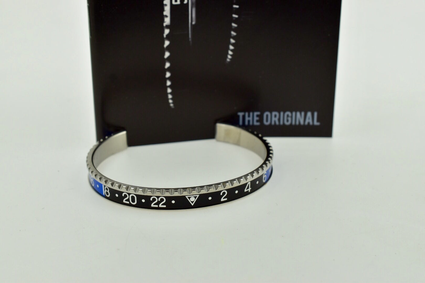 Speedometer Official Silver Steel with Black & Blue Insert Bangle Bracelet-Speedometer Official-Truphae