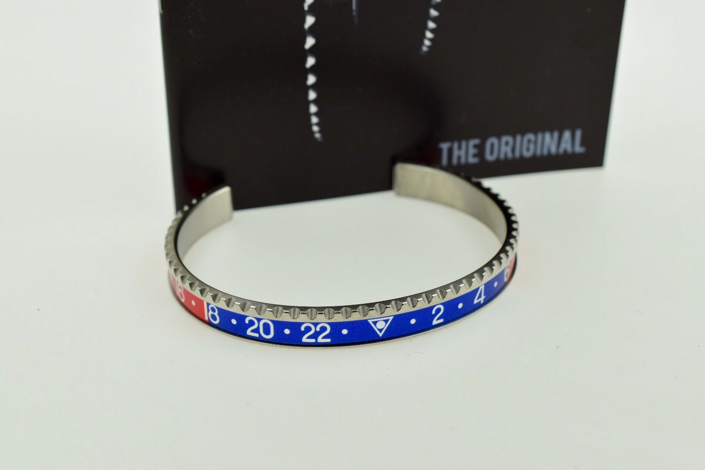 Speedometer Official Silver Steel with Red & Blue Insert Bangle Bracelet-Speedometer Official-Truphae