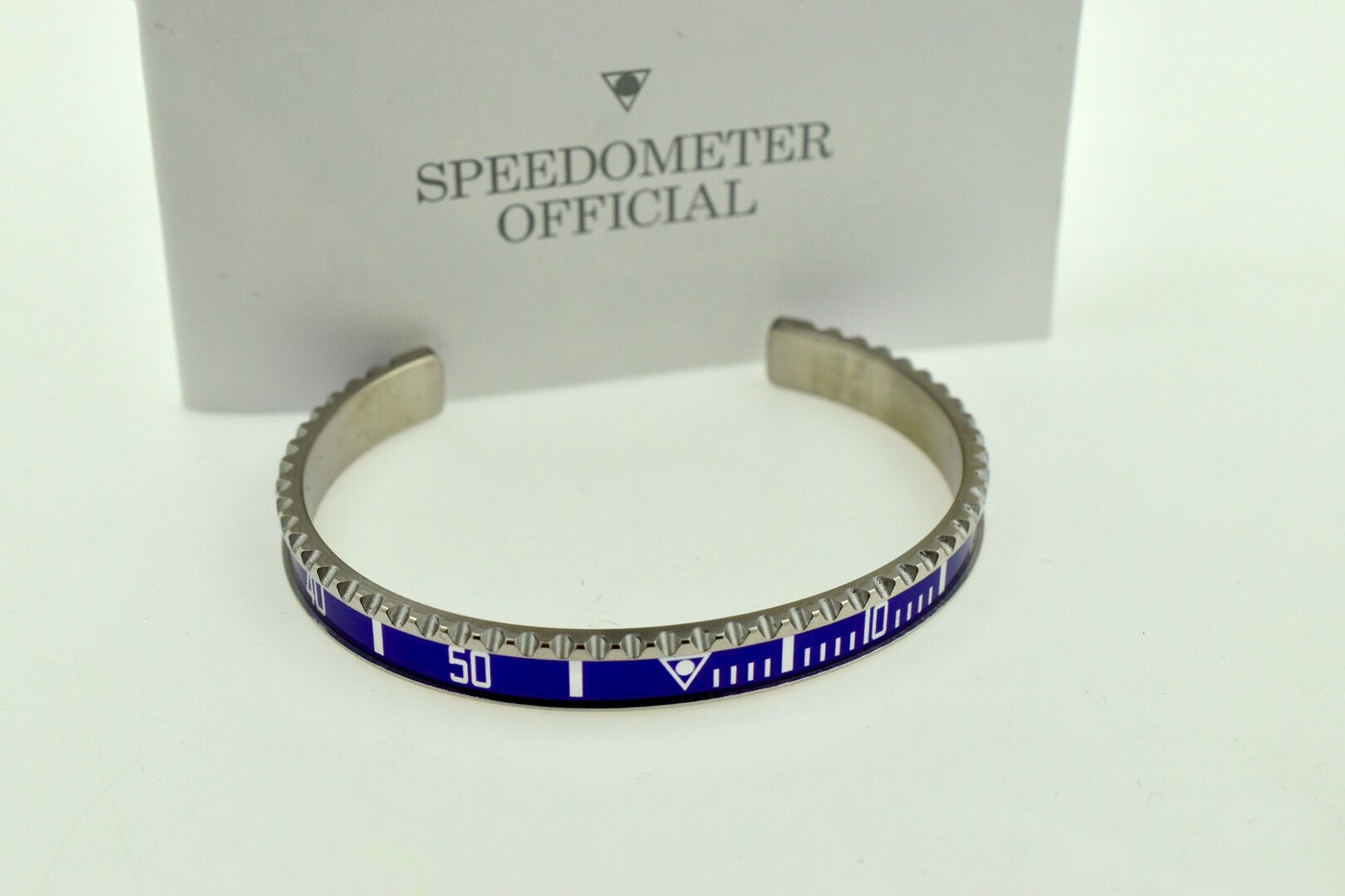 Speedometer Official Silver Steel with Blue Insert Bangle Bracelet-Speedometer Official-Truphae