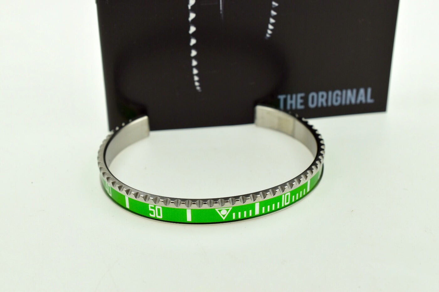 Speedometer Official Silver Steel with Green Insert Bangle Bracelet-Speedometer Official-Truphae