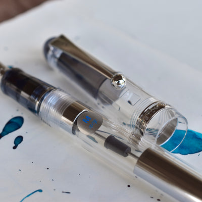Pilot Custom 74 Clear Fountain Pen - rhodium-plated 14k gold nib