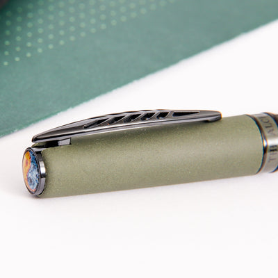 Pineider Alchemist Krakatoa Green Ballpoint Pen Feather Clip