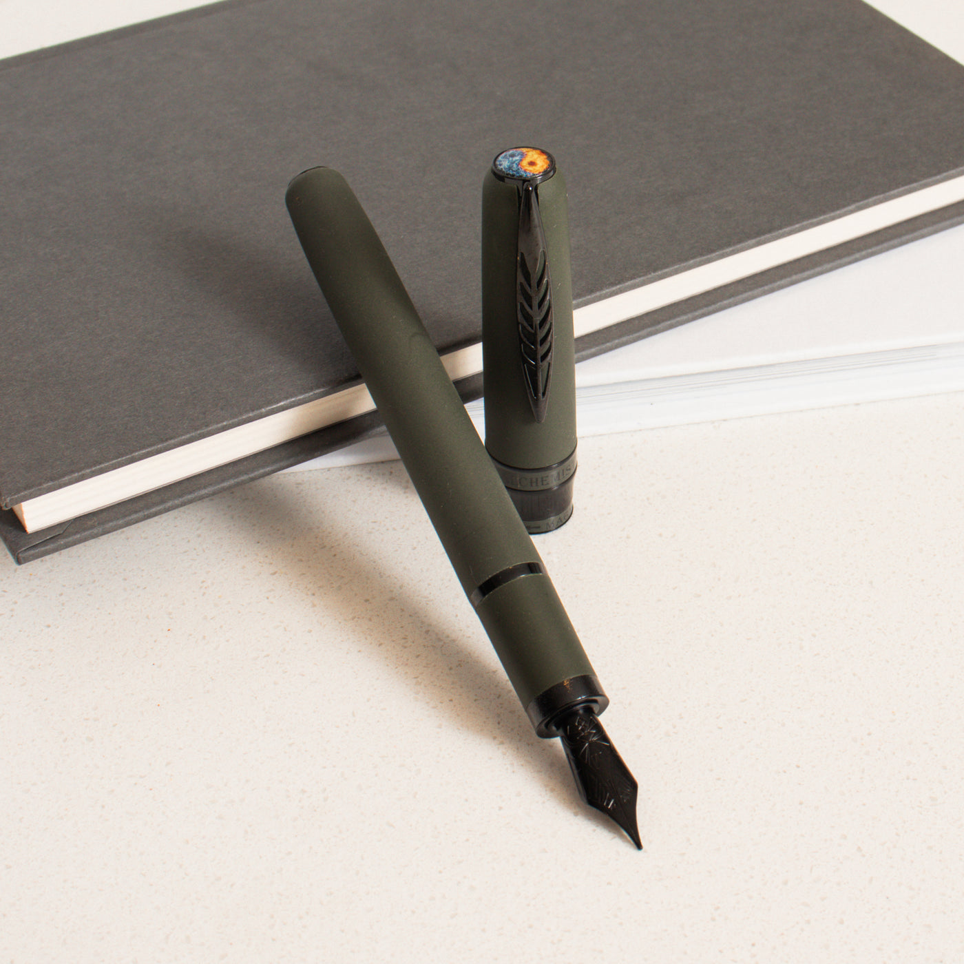 Pineider Alchemist Krakatoa Green Fountain Pen - Stainless Steel Nib