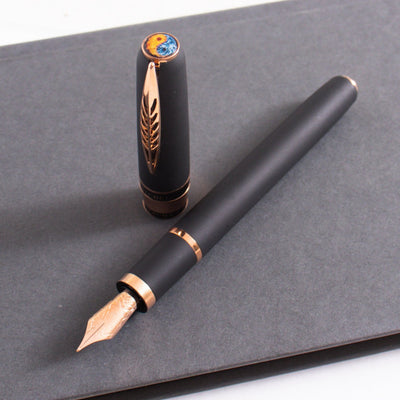 Pineider Alchemist Stromboli Black Fountain Pen - Stainless Steel Nib