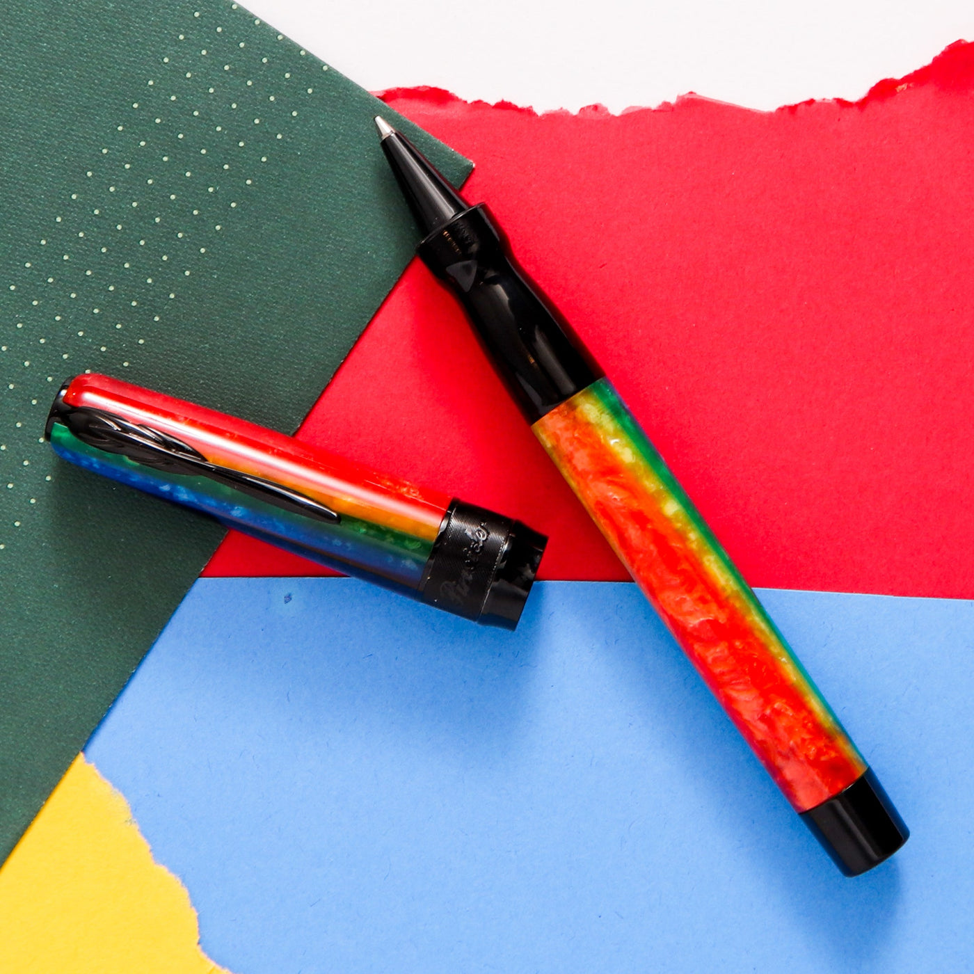 Pineider Arco Rainbow Rollerball Pen Black Trim