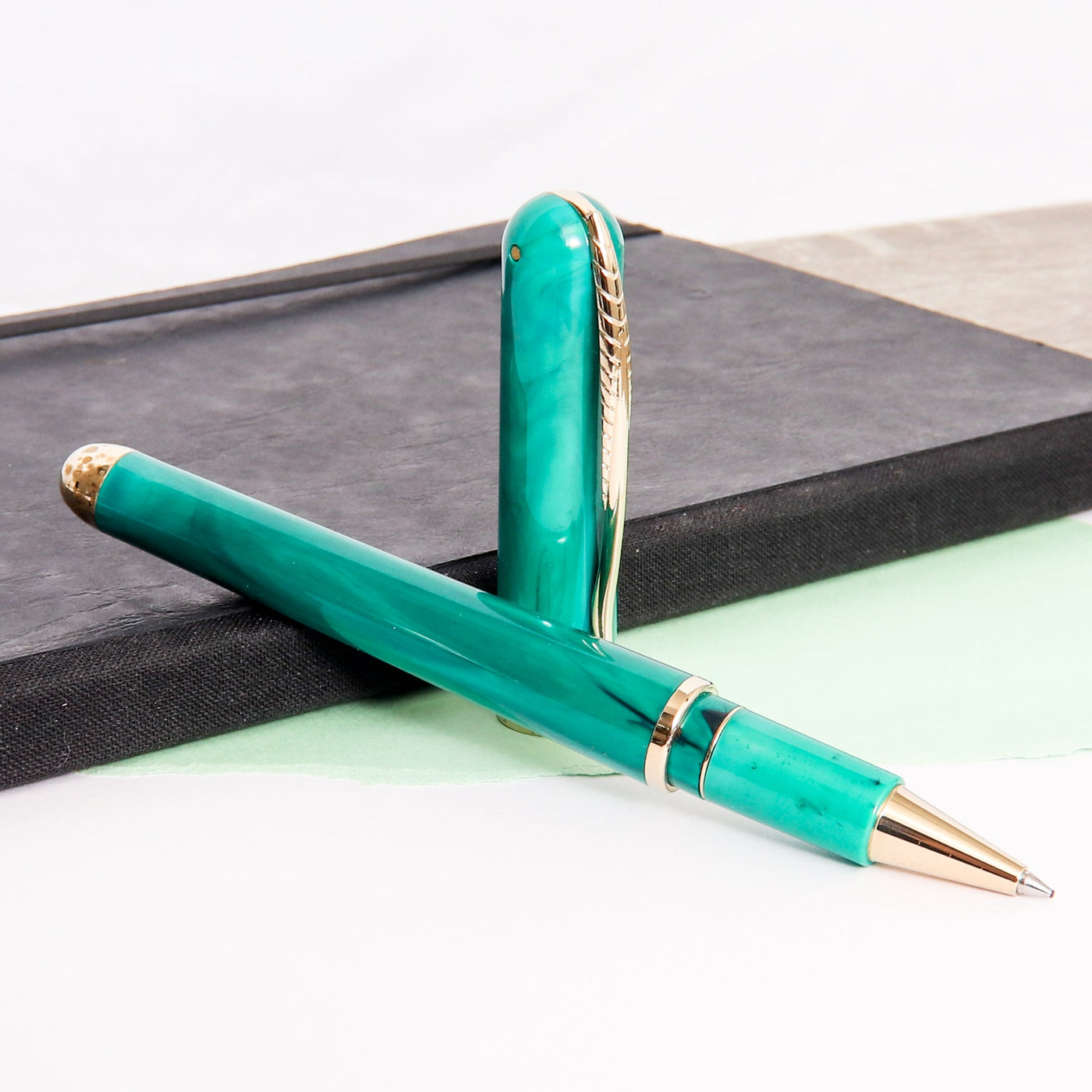 Pineider Avatar Deluxe Forest Green Rollerball Pen Uncapped