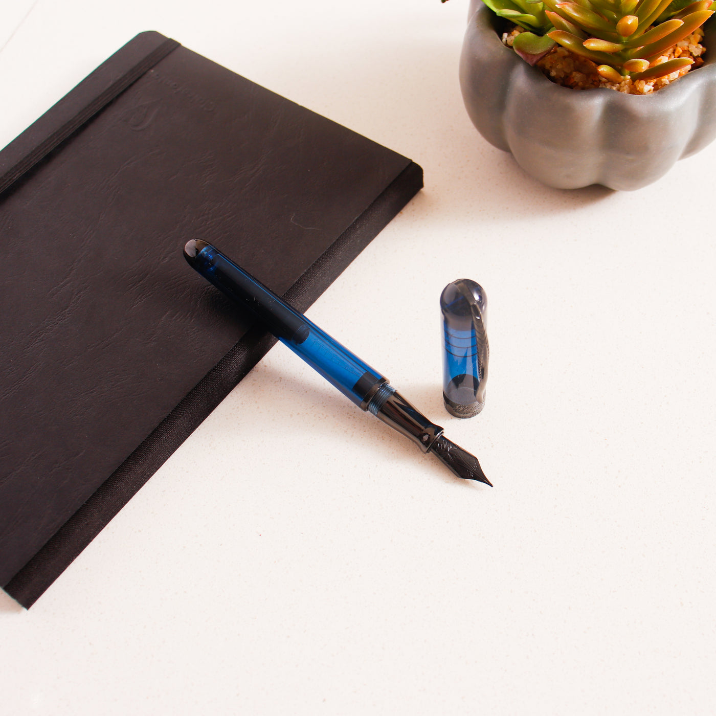 Pineider Avatar Demo Black Sky Blue Fountain Pen