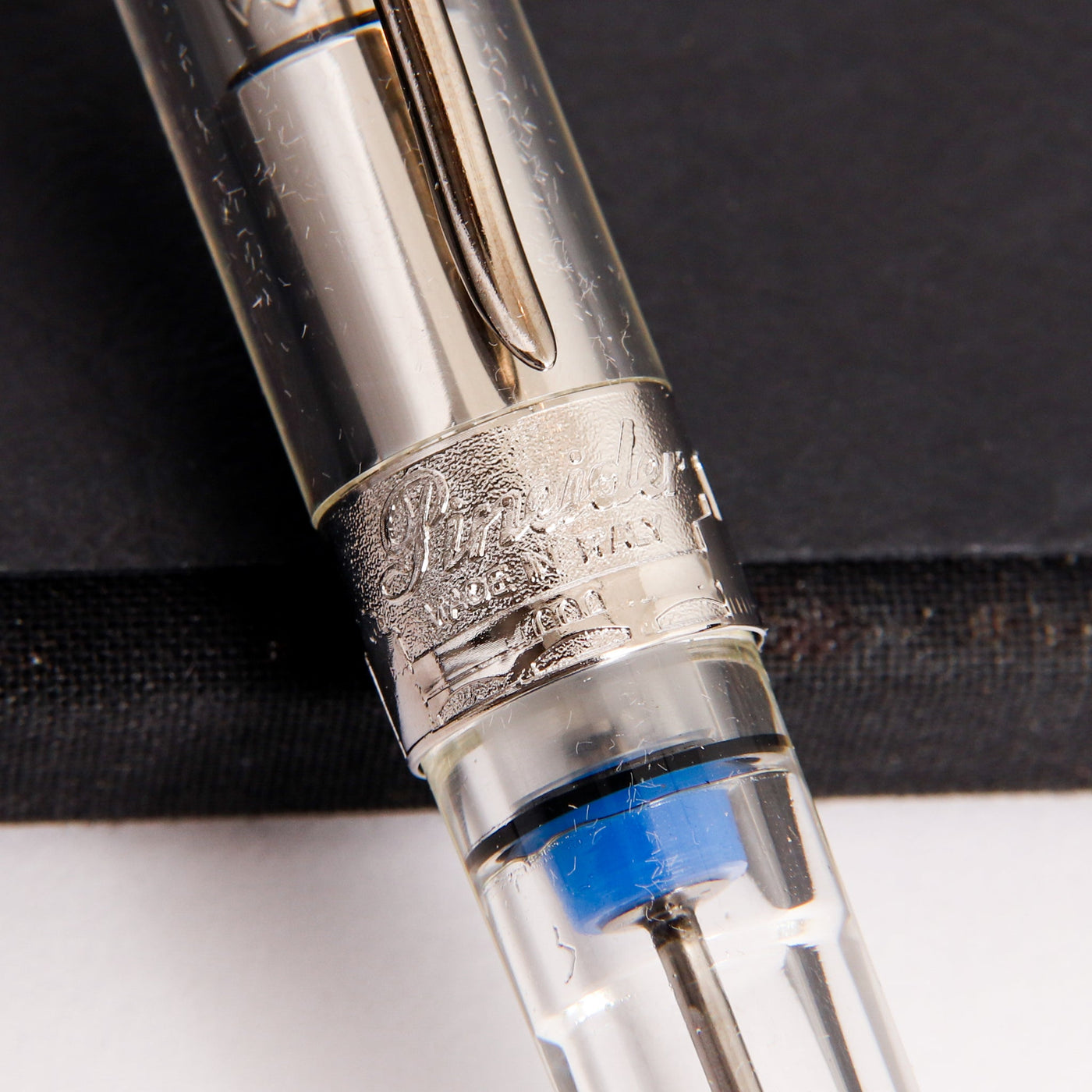 Pineider Avatar Twin Tank Touchdown Clear Fountain Pen Center Band