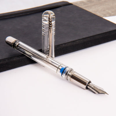 Pineider Avatar Twin Tank Touchdown Clear Fountain Pen Uncapped