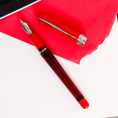 Pineider-Avatar-Twin-Tank-Touchdown-Devil-Red-Fountain-Pen-With-Silver-Trim