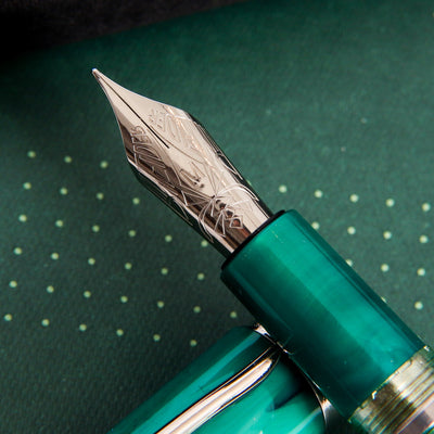 Pineider Avatar Twin Tank Touchdown Forest Green Fountain Pen Stainless Steel Nib Detail