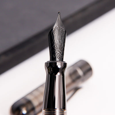 Pineider Avatar UR Demo Black Fume Fountain Pen Black Steel Nib Detail