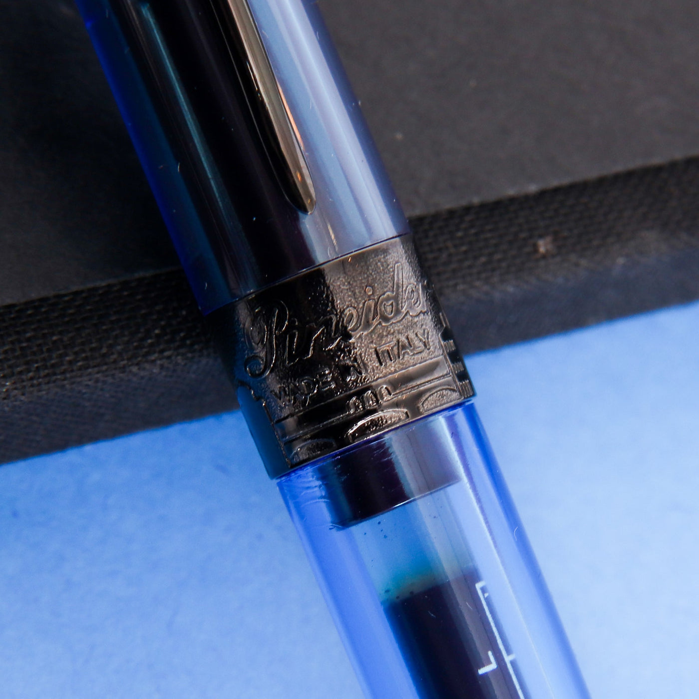 Pineider Avatar UR Demo Black Ice Blue Ballpoint Pen Center Band