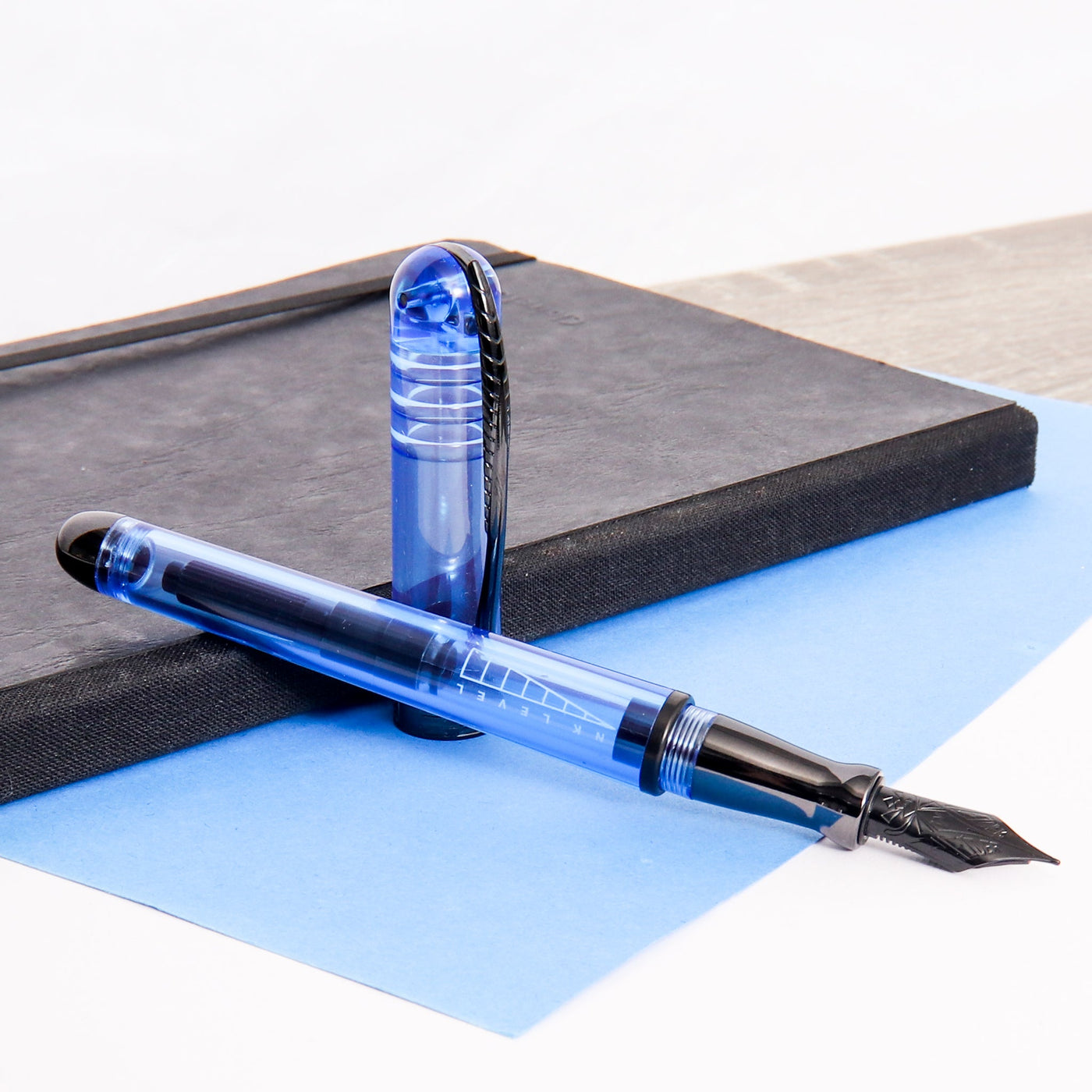 Pineider Avatar UR Demo Black Ice Blue Fountain Pen Uncapped