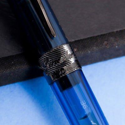 Pineider Avatar UR Demo Black Sky Blue Ballpoint Pen Center Band