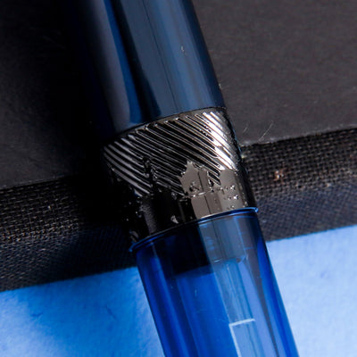 Pineider Avatar UR Demo Black Sky Blue Ballpoint Pen Engravings