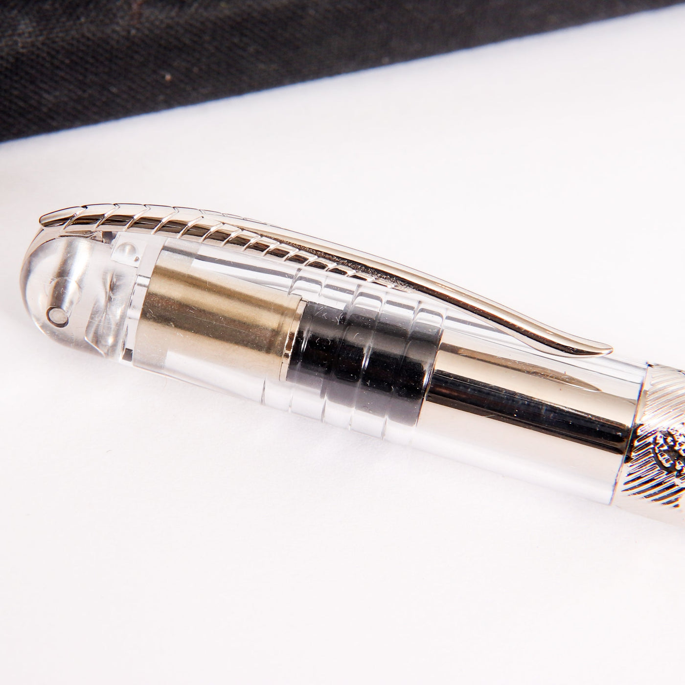 Pineider Avatar UR Demo Metal Clear Ballpoint Pen Feather Clip