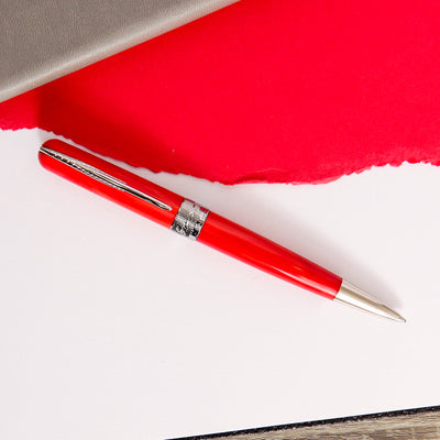 Pineider Avatar UR Devil Red Ballpoint Pen Silver Trim