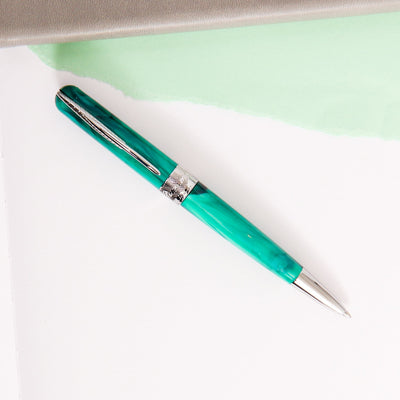 Pineider Avatar UR Forest Green Ballpoint Pen Silver Trim