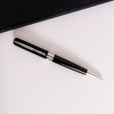 Pineider Avatar UR Graphene Black Ballpoint Pen Silver Trim