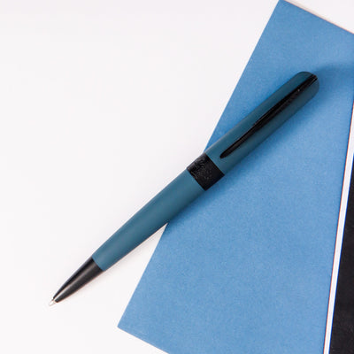 Pineider Avatar UR Matte Lapis Blue Ballpoint Pen Black Trim