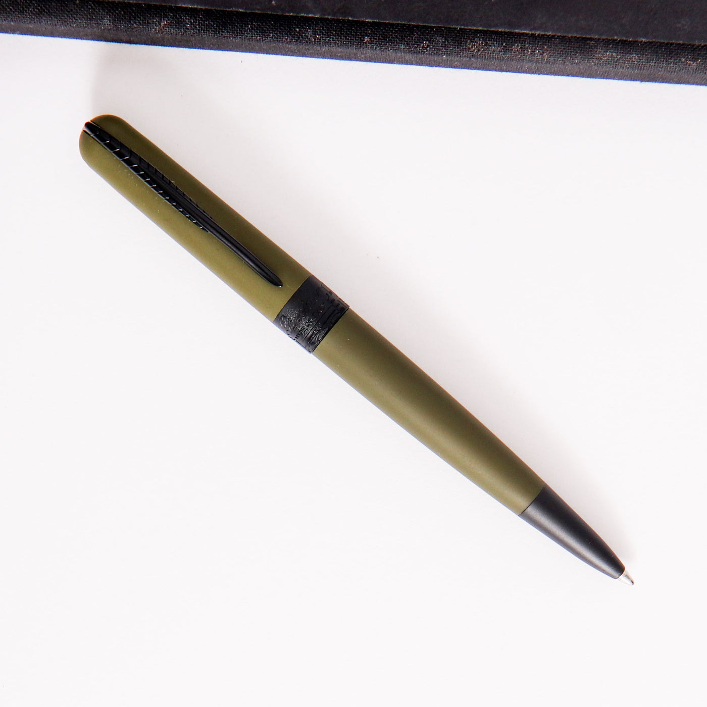 Pineider Avatar UR Matte Military Green Ballpoint Pen Black Trim