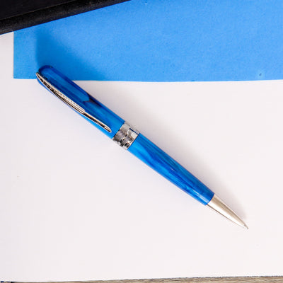 Pineider Avatar UR Neptune Blue Ballpoint Pen Silver Trim