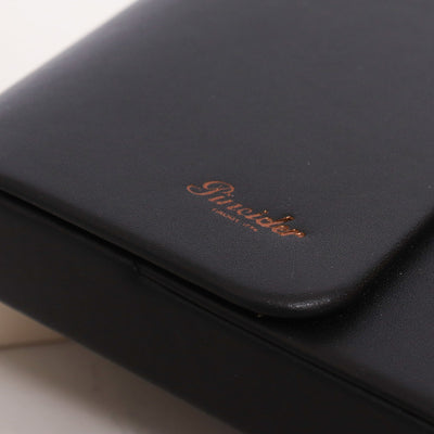 Pineider Black Leather Six Pen Case Logo