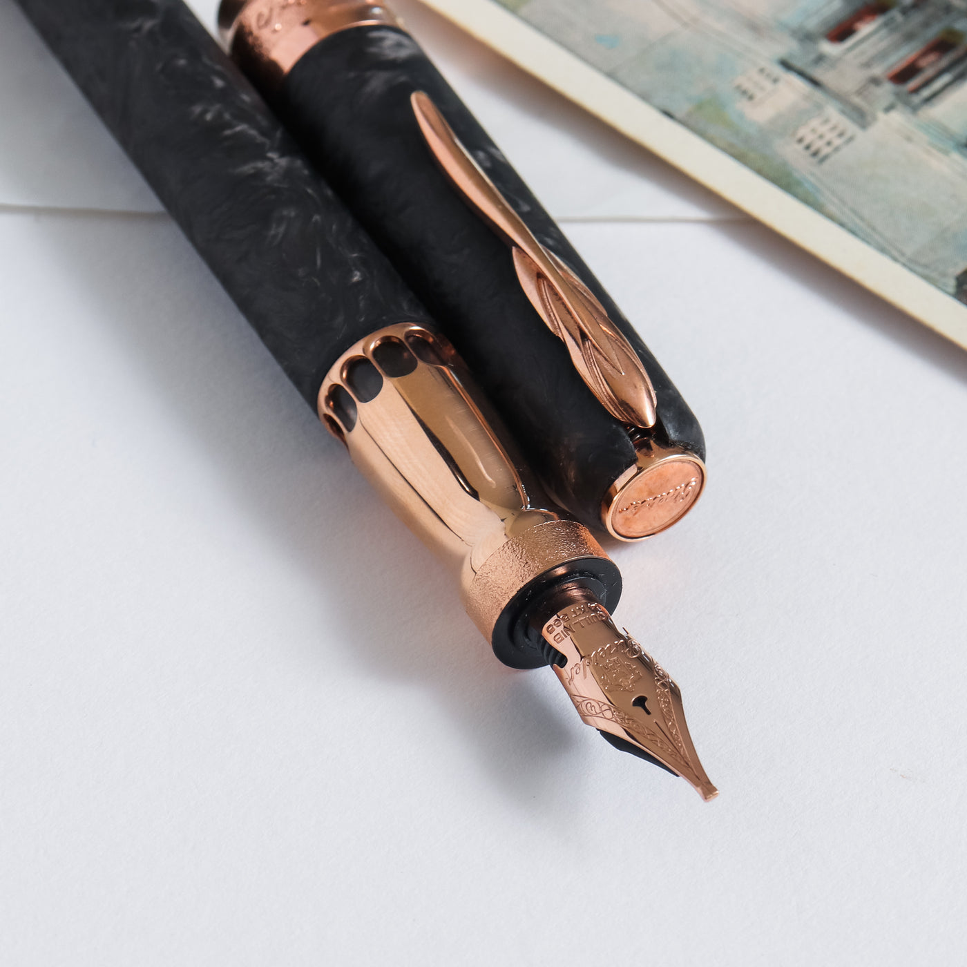 Pineider Mystery Filler Forged Carbon Rose Gold Fountain Pen