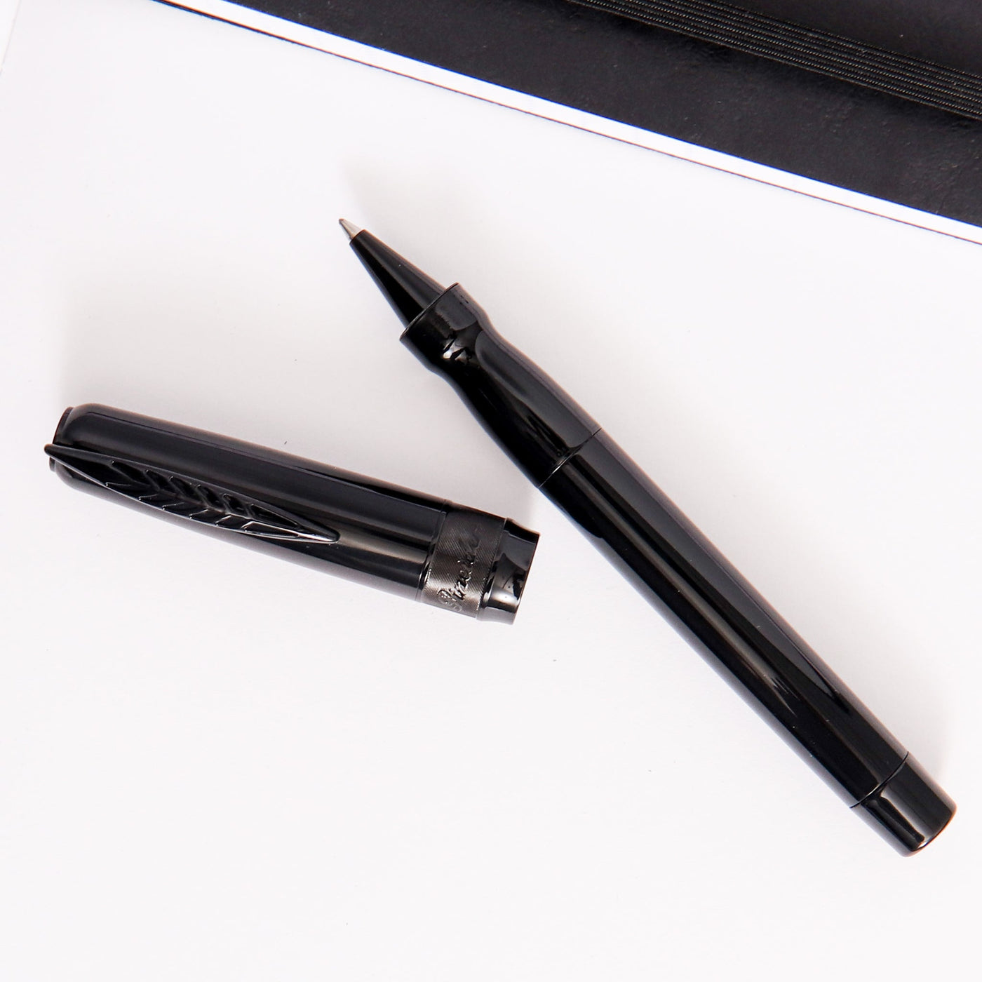 Pineider La Grande Bellezza Rocco Black with Black Trim Rollerball Pen Blacked Out