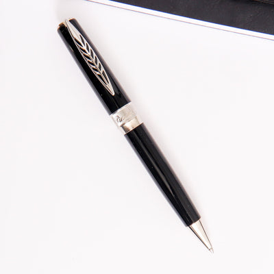 Pineider La Grande Bellezza Rocco Black with Palladium Trim Ballpoint Pen Silver Trim