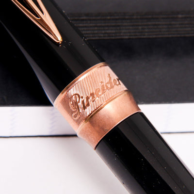 Pineider La Grande Bellezza Rocco Black with Rose Gold Trim Ballpoint Pen Center Band