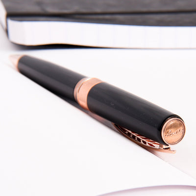 Pineider La Grande Bellezza Rocco Black with Rose Gold Trim Ballpoint Pen Top