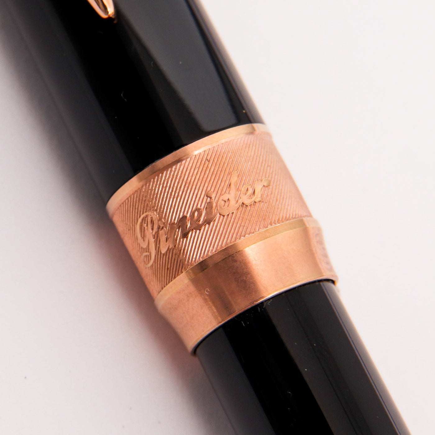 Pineider La Grande Bellezza Rocco Black with Rose Gold Trim Fountain Pen Center Band